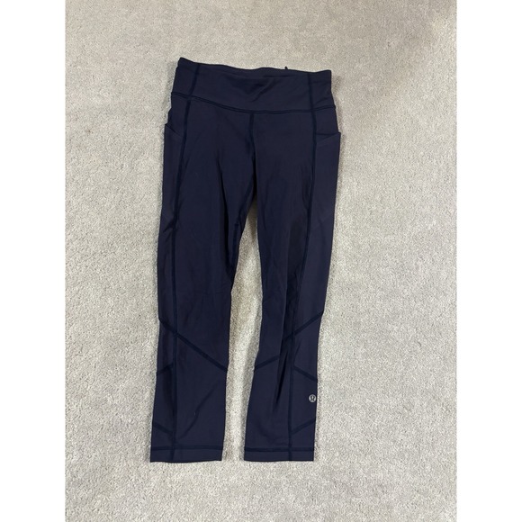 Lululemon Pace Rival Crop‎ 22" Leggings Women's 4 Navy Blue Yoga Athleisure - Picture 3 of 10